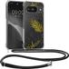 kwmobile telefoonhoesje geschikt voor Google Pixel 9 / Pixel 9 Pro - Hoesje met telefoonkoord - Back cover voor smartphone - Case in geel / grijs / transparant