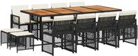 vidaXL 13-delige tuinset met kussens, zwart, van polyrotan