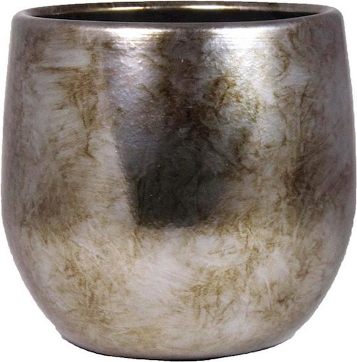 Bela Arte Plantenpot/bloempot - keramiek - goud glans - D16/H14 cm