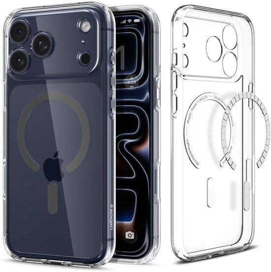 Spigen Ultra Hybrid MagFit - Hoesje Geschikt voor Apple iPhone 17 Pro Max - Compatibel met MagSafe - Back Cover Transparant Graphite