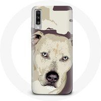 Maniacase Hoesje voor Samsung Galaxy A50 Pitbull hond wit