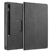 doupi Deluxe beschermhoes voor Samsung Tab S7 (11 inch), Smart Case Sleep/Wake functie PU lederen beschermhoes standaard cover tas, zwart