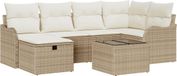 vidaXL Tuinbank Set 7-delig Beige en Crème