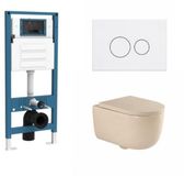 QeramiQ Dely Swirl Toiletset - Hangend toilet - Inbouwreservoir - Keramiek - Beige