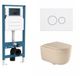 QeramiQ Dely Swirl Toiletset - Hangend toilet - Inbouwreservoir - Keramiek - Beige