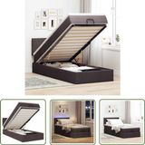 vidaXL Ottoman bed met matras en LED's 80x200cm stof donkerbruin