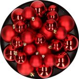 Decoris Kaemingk B.V. Kerstversiering kunststof kerstballen rood 6-8-10 cm pakket van 44x stuks