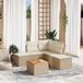 Prolenta Maison Exclusive - Tuinset voor in de tuin, 6-delig, met kussens, beige, gemaakt van polyrotan
