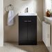 Hudson Reed Cluo 50cm unité de salle de bain noire grise avec lavabo et poignées sans poignées chromées