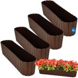 KOTARBAU® 4 st. Balkonbak, Bloembak voor Balkon, Kunststof, 60 x 14 x 13 cm, Bruin