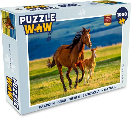 MuchoWow Puzzel Paarden - Gras - Dieren - Landschap - Natuur - Legpuzzel - Puzzel 1000 stukjes volwassenen - Sinterklaas cadeautjes - Sinterklaas voor grote kinderen