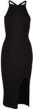 Urban Classics Midi Rib Knit Crossed Back Jurk Zwart XL