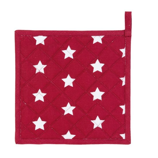 Clayre & Eef Pannenlap - 20 x 20 cm - rood/wit - Stars