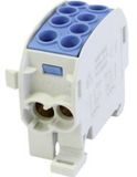 HoraeTec 080210-1-3 Hoofdleiding vertakkingsklem Messing, PA Grijs-wit (RAL 7035), Lichtblauw 1-polig 125 A 690 V Gelei