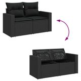 vidaXL 11-delige Loungeset met kussens, polyrattan, zwart