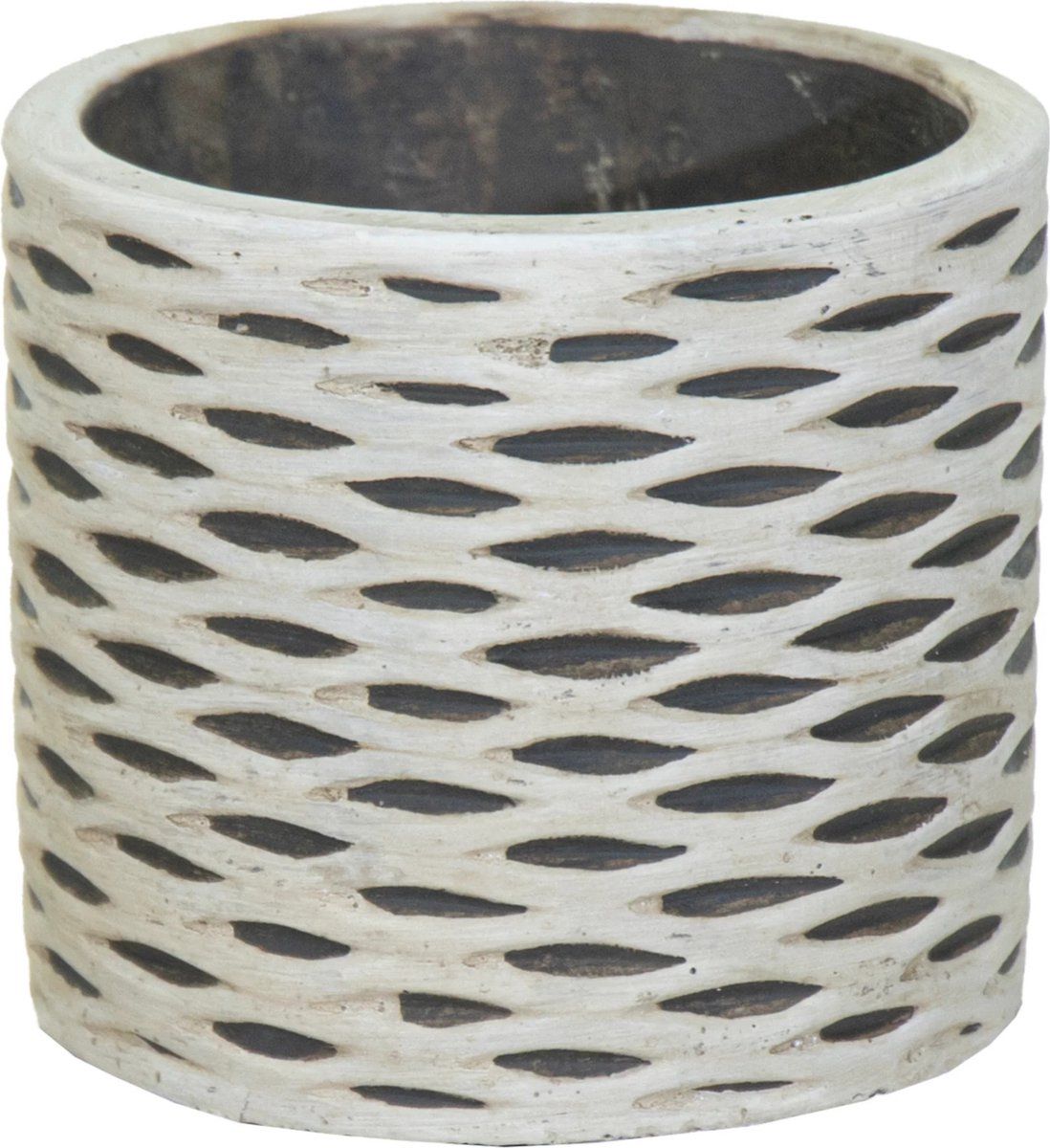 Mega Collections Plantenpot/bloempot - keramiek - antraciet grijs/wit - D13.5 x H12.5 cm