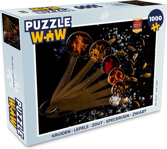 MuchoWow Puzzel Kruiden - Lepels - Zout - Specerijen - Zwart - Legpuzzel - Puzzel 1000 stukjes volwassenen - Sinterklaas cadeautjes - Sinterklaas voor grote kinderen