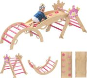 Merkloos / Sans marque Holland Connections 8-in-1 Montessori Houten Klimrek met Glijbaan en Klimboog voor Peuters