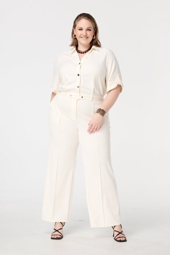 MS Mode Jumpsuit met ceintuur - Cream - Maat 46