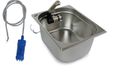 Évier en inox, évier de camping, intégré + pompe + vidange, dimensions 325x265x150