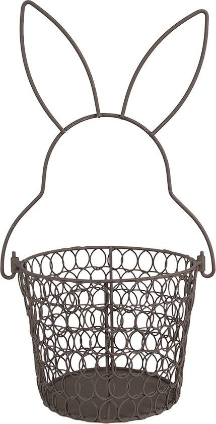 Clayre & Eef Opbergmand - Ø 15x34 cm - Bruin - Metaal - Rond - Konijn Mand