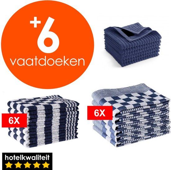 Zavelo - Theedoeken & Keukendoeken Set - 18-delig - Blauw