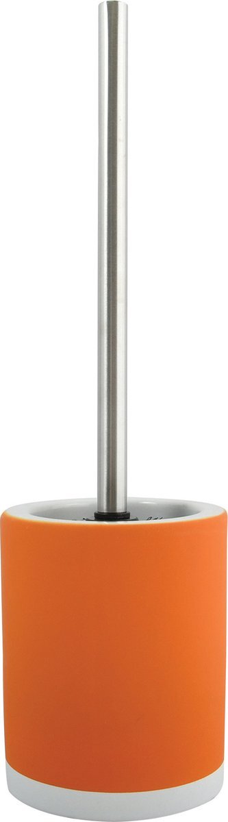 MSV Shine Toilet/wc-borstel houder - keramiek/metaal - oranje - 38 cm