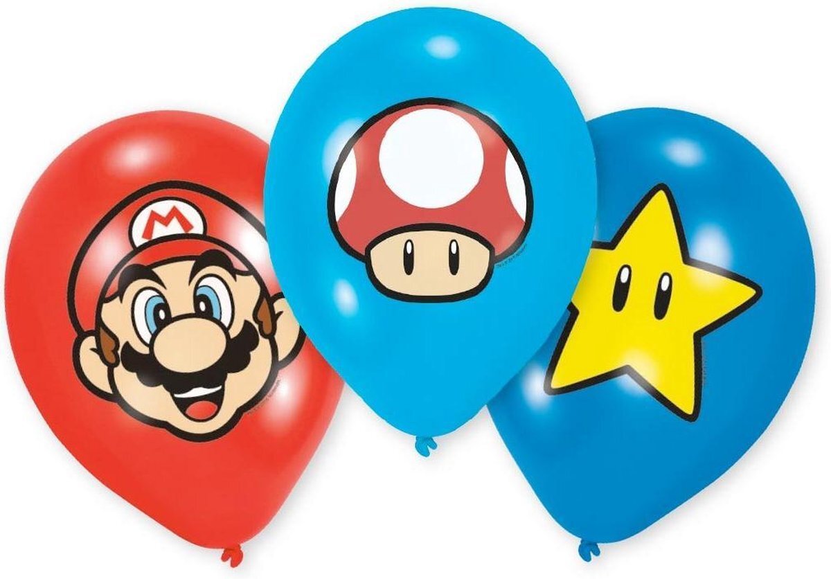 - 9901999 Super Mario Bros latex ballonnen, 6 stuks