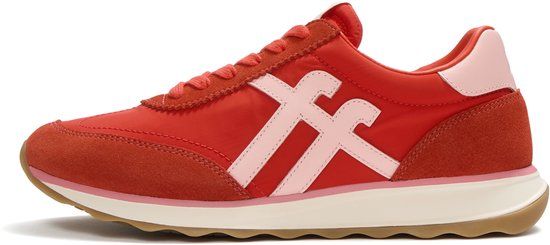 FitFlop Retro-Q FF Fabric/Suede Sneakers Dames Sneakers - Cherry Tomato/Warm Pink
