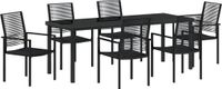 vidaXL Tuin Eettafel Set 7-delig Zwart Gepoedercoat Staal