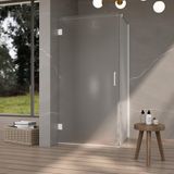 Fortifura Galeria Douchecabine - 80x80x200cm - scharnieren - deurgreep - vlak - gesatineerd veiligheidsglas - mat wit