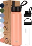 VANN® 3-Wandige RVS Drinkfles 650 ML met rietje voor volwassenen – Met 5 accessoires – Thermosfles – 24 uur koud/12 uur warm – Coral – VANN Ultimate Bottle®