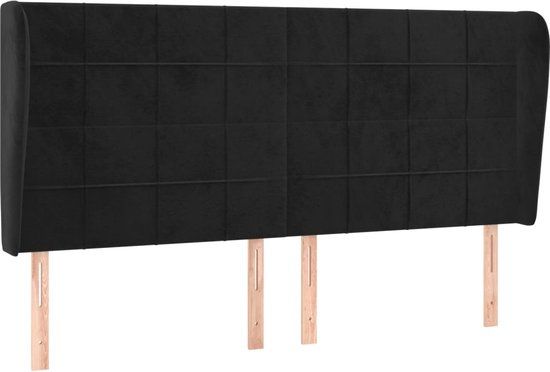vidaXL Hoofdbord met randen fluweel zwart 203x23x118/128 cm