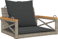 vidaXL Schommelbank met kussens, grijs, 63x62x40 cm, polyrattan