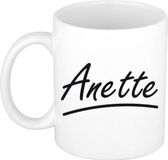 Bellatio Decorations Anette Naam koffiemok - beker - met sierlijke letters - wit