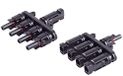 1x PV4 1x - PV4 T-adapterset 4/1, IP68, 1,5 kV, zwart voor fotovoltaïsche systemen, parallelschakelingen, aftakadapters
