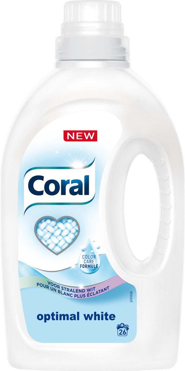 Coral Optimal White - 156 wasbeurten - 6 x 1,25 l - Wasmiddel - Kwartaalbox