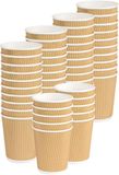 Ripple Cups Wegwerp-papieren bekers, drielaags, dubbelwandig, geïsoleerd, Havana, beige, recyclebaar, voor drankjes, koffie, thee, cappuccino, cocktails, bier, wijn (20 stuks)