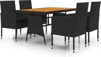 vidaXL 5-delige Tuinset Poly Rattan Zwart