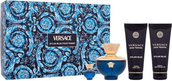 Versace Pour Femme Dylan Blue Geschenkset - 100ml + Mini + Showergel + Bodylotion
