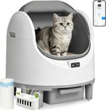 Puluomis - Litière pour chat XXL Ouvert – Litière intelligente – Litière autonettoyante avec application – Sans odeur et hygiénique – Pour plusieurs chats – Avec 14 capteurs de précision – Blanc
