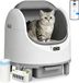 Puluomis - Litière pour chat XXL Ouvert – Litière intelligente – Litière autonettoyante avec application – Sans odeur et hygiénique – Pour plusieurs chats – Avec 14 capteurs de précision – Blanc