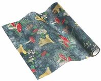 Talking Tables Green Reusable Table Runner with Mushroom Theme for Christmas Decorations - Autumn Party Decorations, Fabric, 2 m x 30 cm