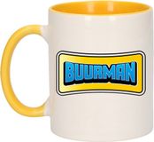 Bellatio Decorations Koffie/Thee Mok voor je Buurman - Beste Buurman - Geel - 300 ml
