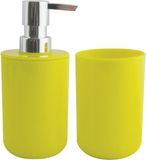 MSV Zeeppompje en drink/tandenborstel beker - badkamer set Porto - kunststof - appel/lime groen