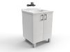 Mama Store ATENALAV Wastafelonderkast van methacrylaat met houten assen en afdruipvlak van aluminium, L 60 x D 50 x H 86 cm, technisch, matwit/arctisch wit