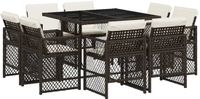 vidaXL 9-delige Tuinset met kussens, polyrattan, bruin