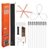 Set de ramonage, brosse de cheminée avec une longueur d'extension maximale de 10 mètres, nettoyeur de cheminée avec double tête de brosse, brosse et lunettes de sécurité, outil de nettoyage pour cheminées, convient pour rectangulaire, carré et arche
