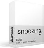 Snoozing flanel split-topper hoeslaken Wit Lits-jumeaux (200x200 cm) (05 wit topper)