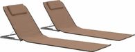 vidaXL Tapis de plage pliables 2 pièces acier et tissu marron